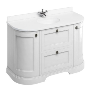 Burlington Curved Vanity Unit with Minerva Worktop, 134cm with Drawers & Basin